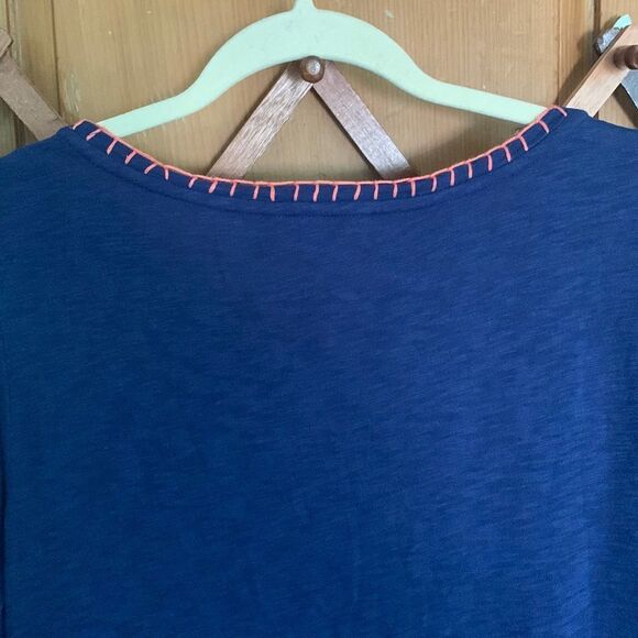 Tory Burch Jayda blue long sleeve beaded Tee top - Picture 7 of 8